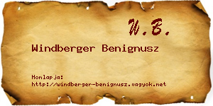 Windberger Benignusz névjegykártya